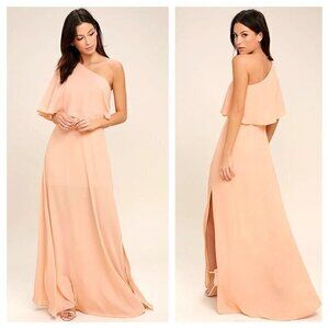 Lulu's Peach One-Shoulder Maxi Dress